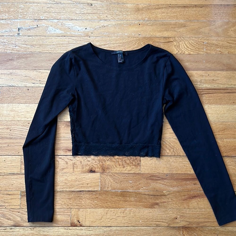 Lace Trimmed Crop Top